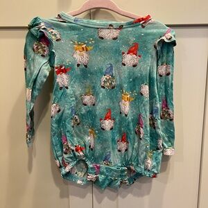 Posh Peanut Teal Gnome Print Bodysuit